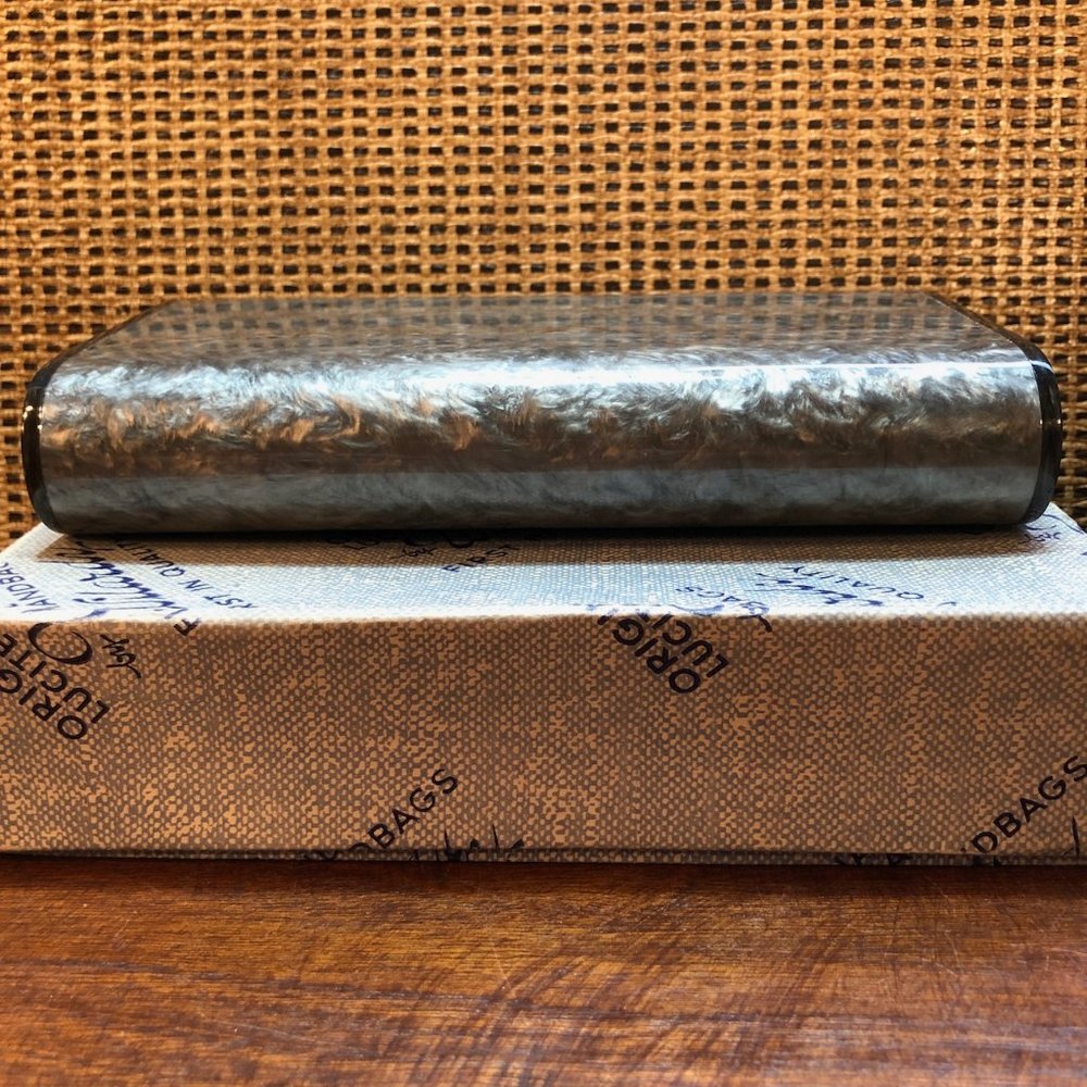 1950s Wilardy Gray Lucite Snap Clutch With Box, Authentication & Promotion Cards View 6